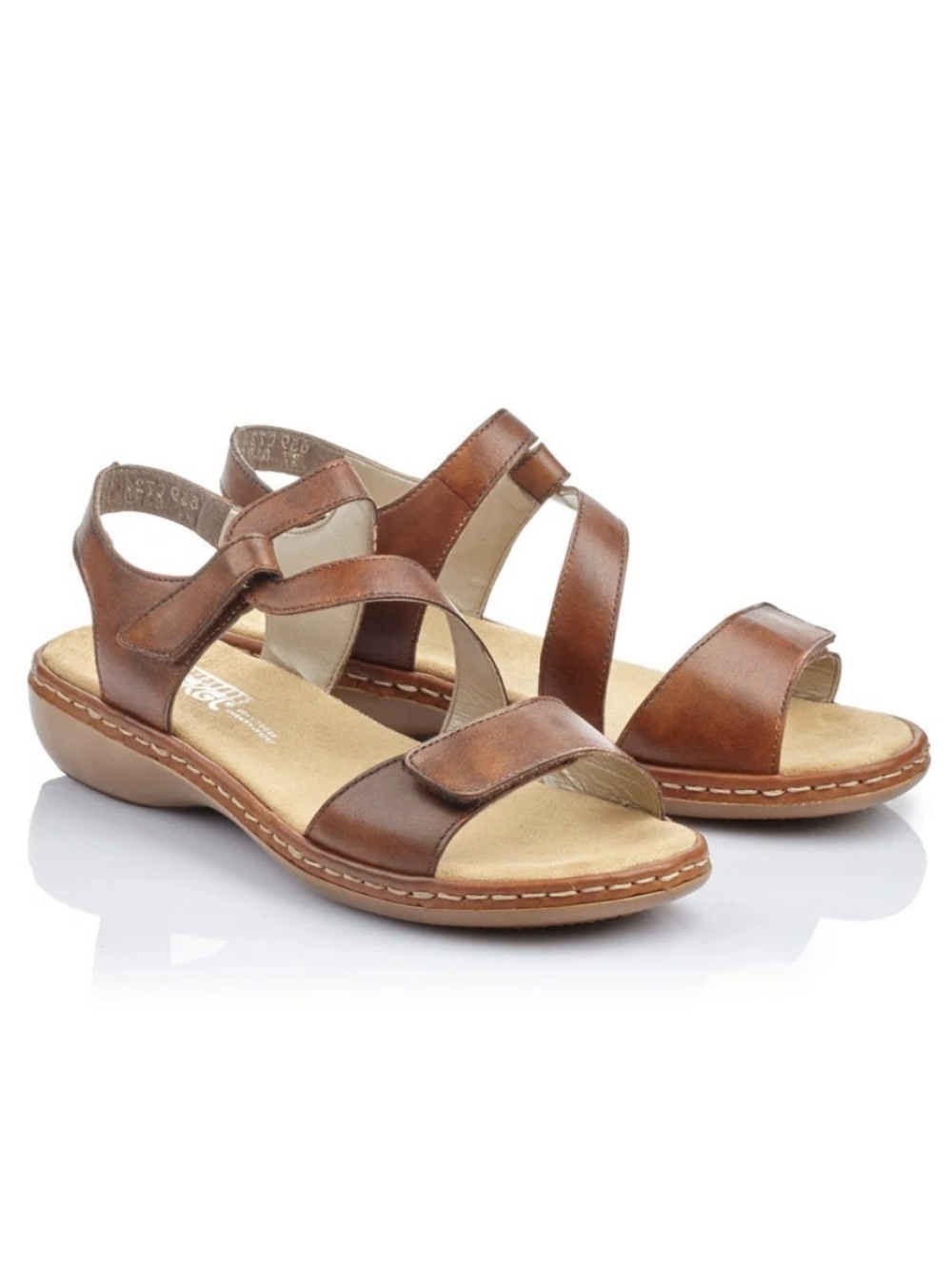 Rieker Regina Brown Leather Strappy Comfort Sandals Open Toe Slingback Sz.40